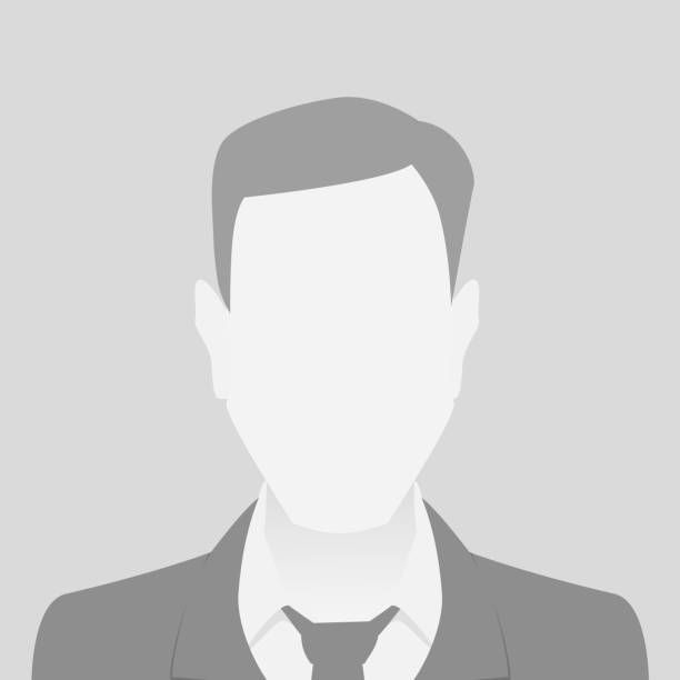 Person gray photo placeholder man in a costume on gray background